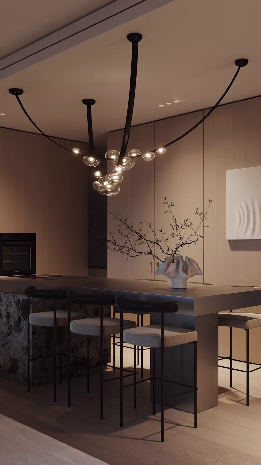 Rylight 1/2-Leather Belt Glass Chandelier