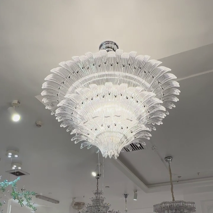 Flower Blossom Art Glass Chandelier for Living Room/Bedroom