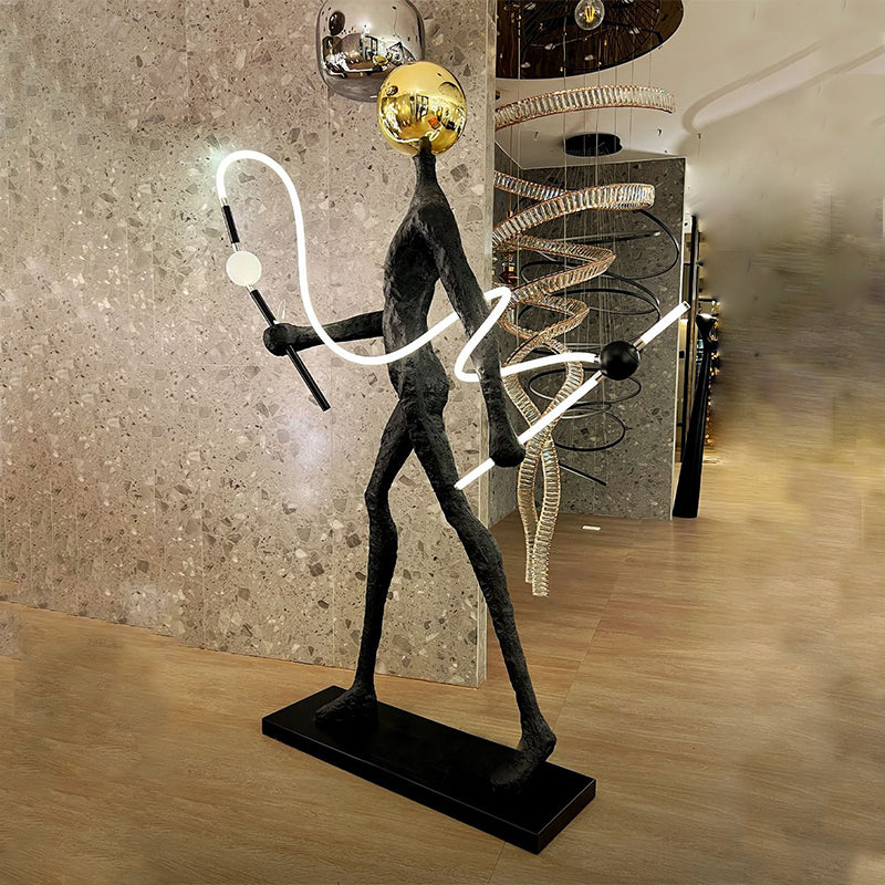 Rylight Art Gold Head Sculpture LED-vloerlamp