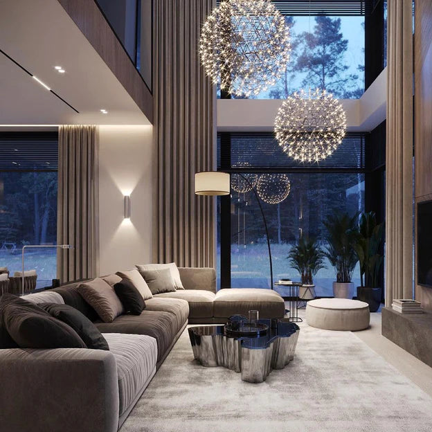 Rylight 11,8"/15,7"/19,7"/23,6"/31,5"/39,4"/47,2" ronde sterrenhemel hangende kroonluchter