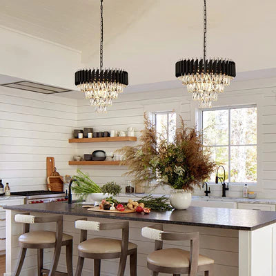 Rylight 3/4/5-laags ovale/ronde kristallen gelaagde kroonluchter