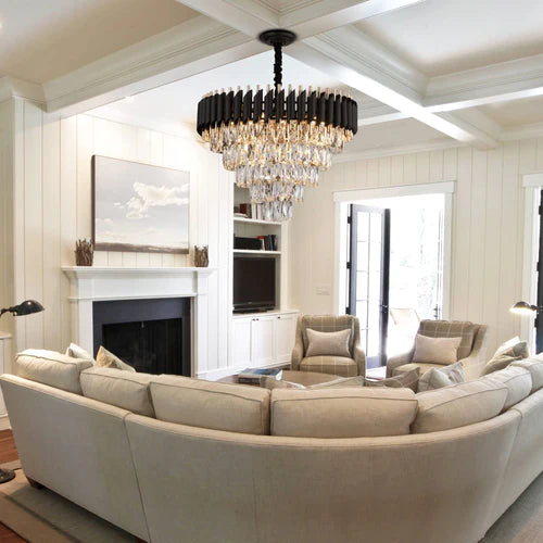 Rylight 3/4/5-laags ovale/ronde kristallen gelaagde kroonluchter