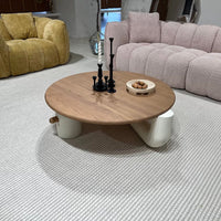 طاولة قهوة دائرية بتصميم كريمي فرنسي حديث من رايلايت