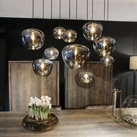 Rylight 6/8/10/12-lichts rookgrijze glazen kroonluchter