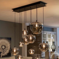 Rylight 6/8/10/12-lichts rookgrijze glazen kroonluchter