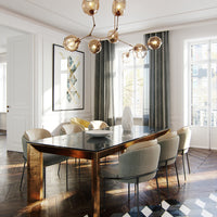 Rylight 5/7/8/9-lichte Spoetnik rokerige grijze/amberkleurige glazen kroonluchter