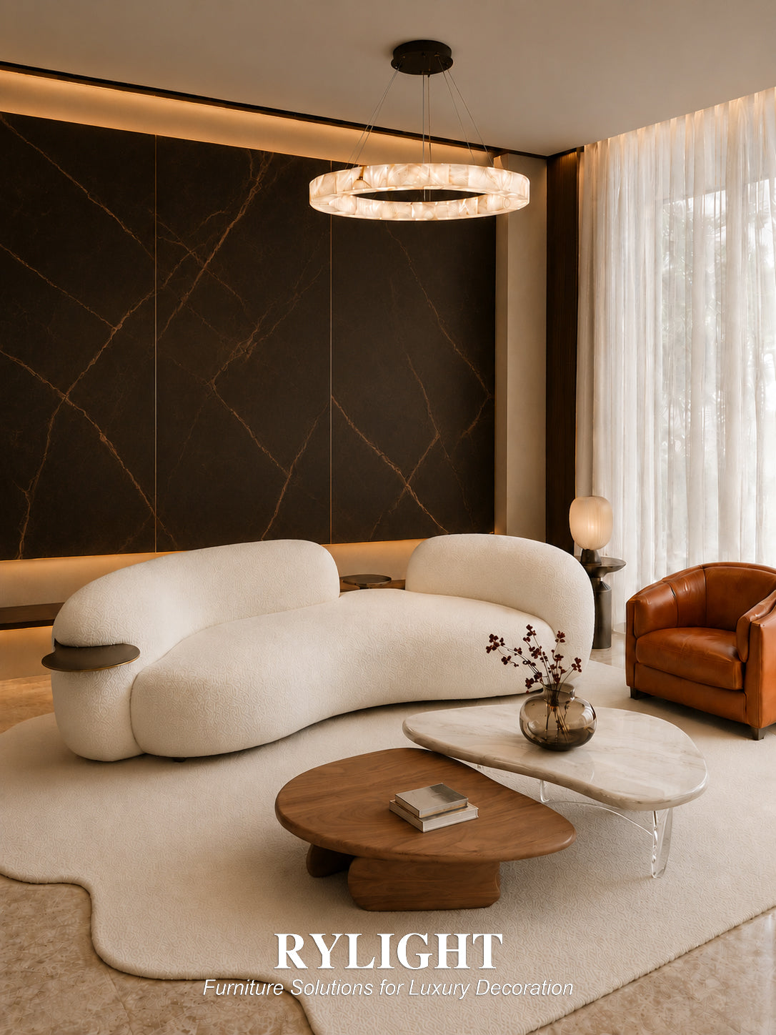 Modern Creative Floating Marble Coffee Table Composition