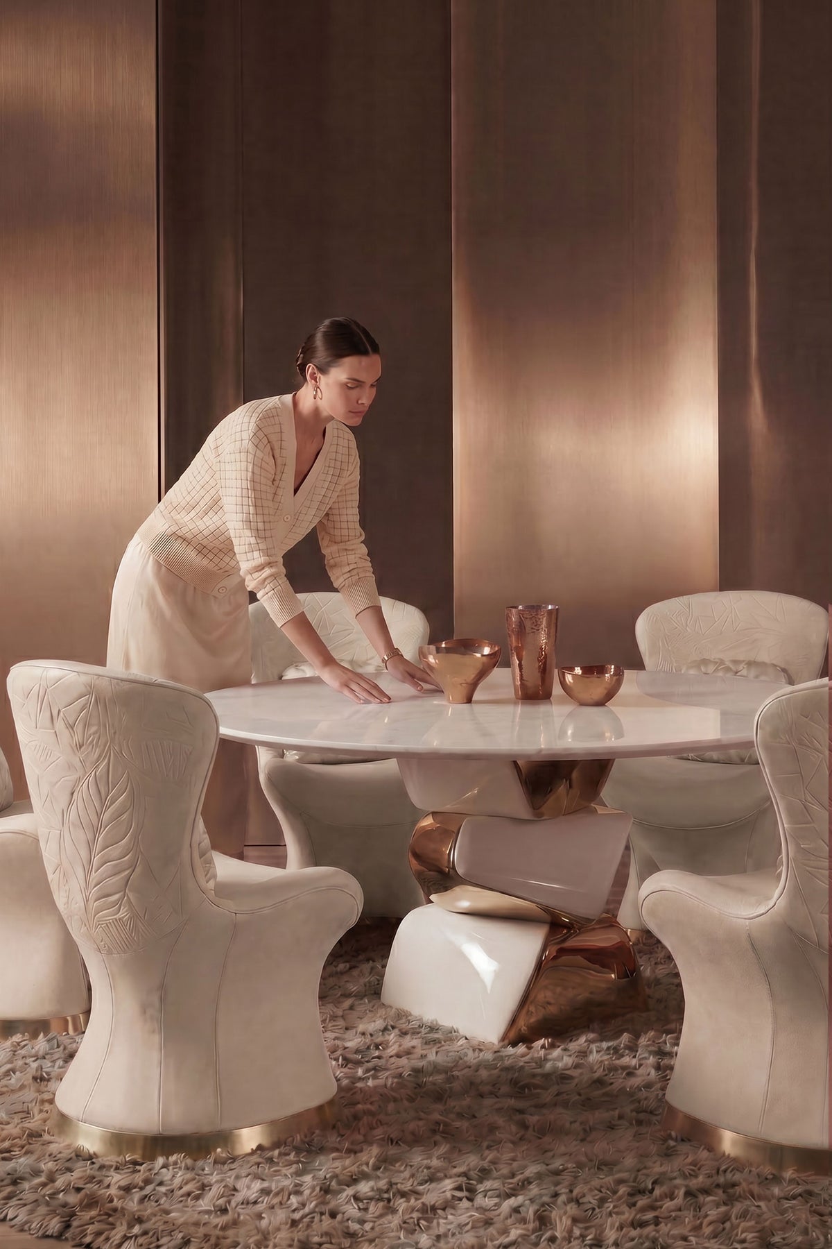 Ivory Orbit Artful Dining Table
