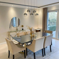 Rylight 5/7/9-licht semi-rokerige grijze glazen hanglamp