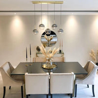 Rylight 5/7/9-licht semi-rokerige grijze glazen hanglamp