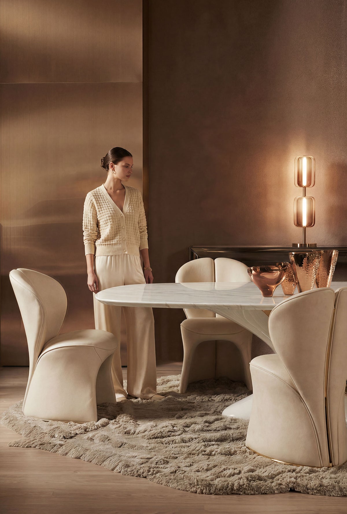 Miarea Sculptural Leather Dining Chair