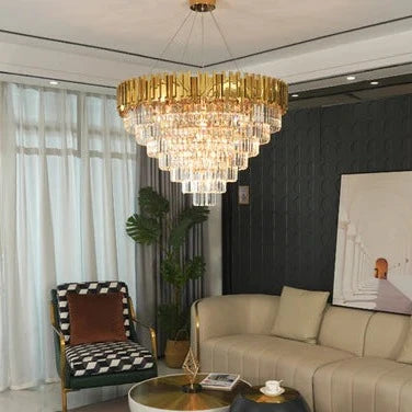 Rylight Light Luxury Large Round/Oval Multi-tiered Crystal Chandelier