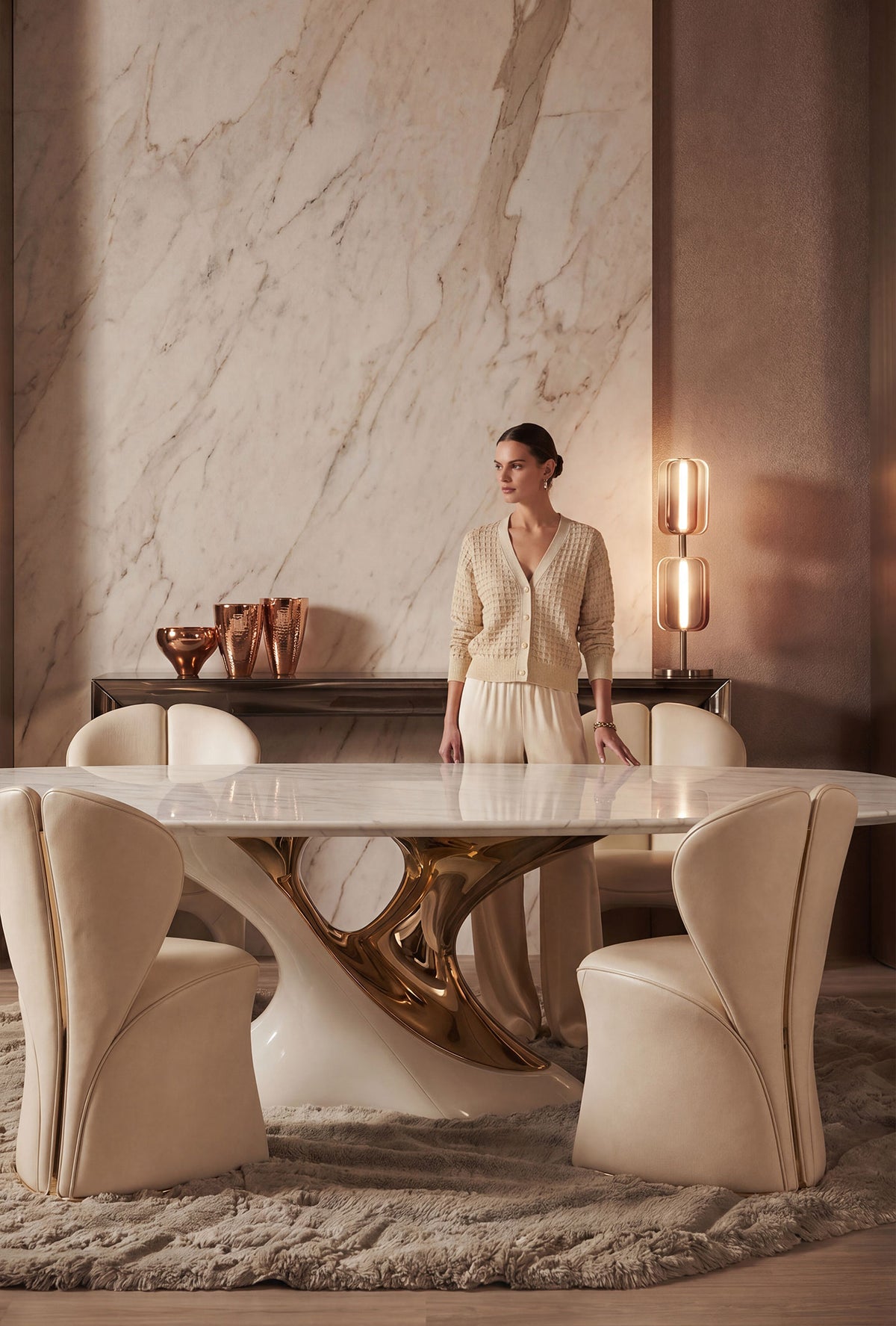 Miarea Sculptural Leather Dining Chair