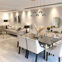 Rylight 5/7/9-licht semi-rokerige grijze glazen hanglamp