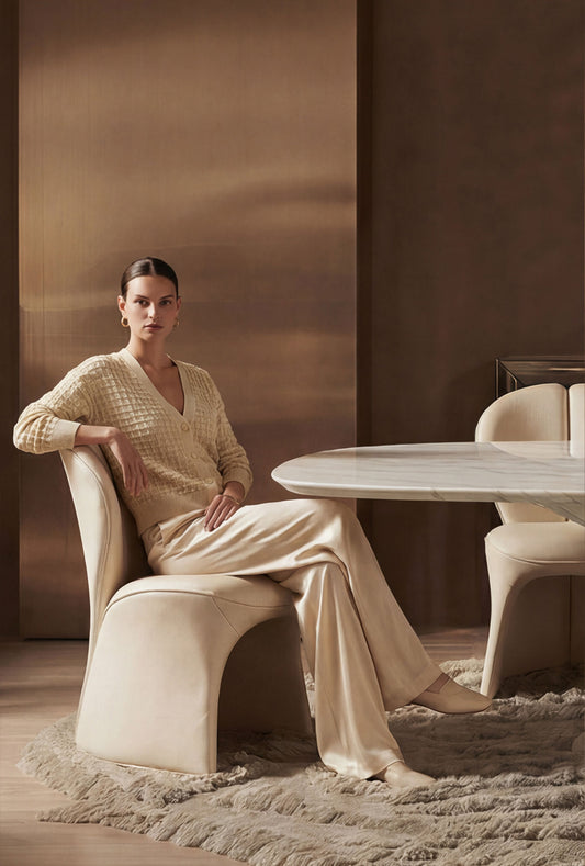 Miarea Sculptural Leather Dining Chair