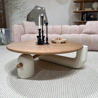 طاولة قهوة دائرية بتصميم كريمي فرنسي حديث من رايلايت