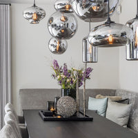 Rylight 6/8/10/12-lichts rookgrijs/amberkleurige glazen kroonluchter