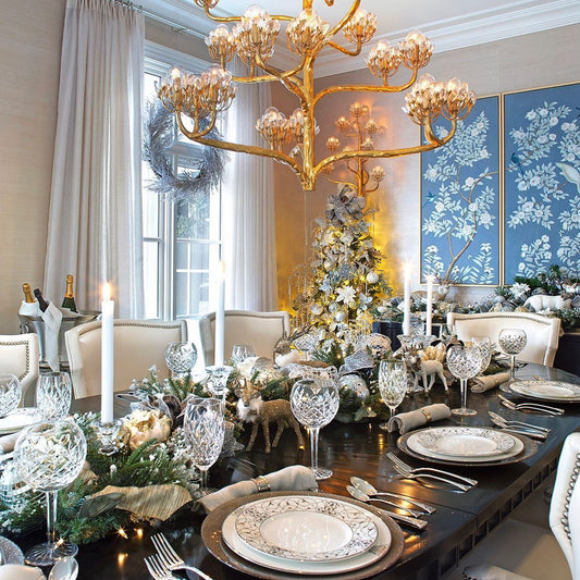 Luxe gouden kroonluchter met takken en bloemen voor woonkamer/trap/slaapkamer