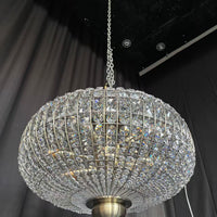 Rylight 3-Light French Empire Bead Crystal Chandelier in Antique Brass Finish