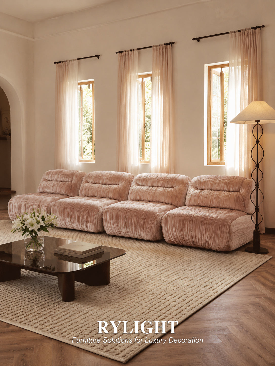 Pompadour French Vintage Velvet Modular Sofa