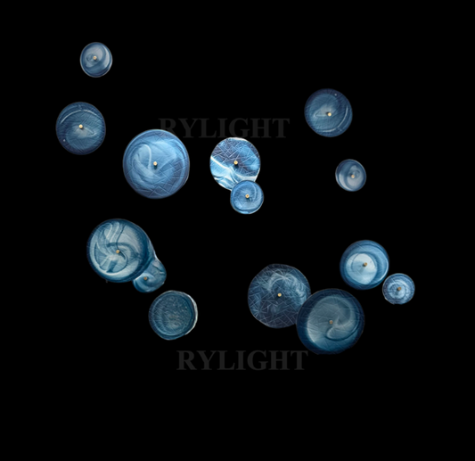 Rylight Modern Coastal Blue Swirl Glass Wall Sculpture Set of 3