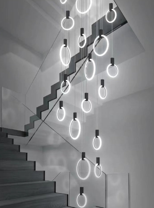 Nordic Postmodern Muti-Rings Rotating Creative For Staircase/Dinging Room