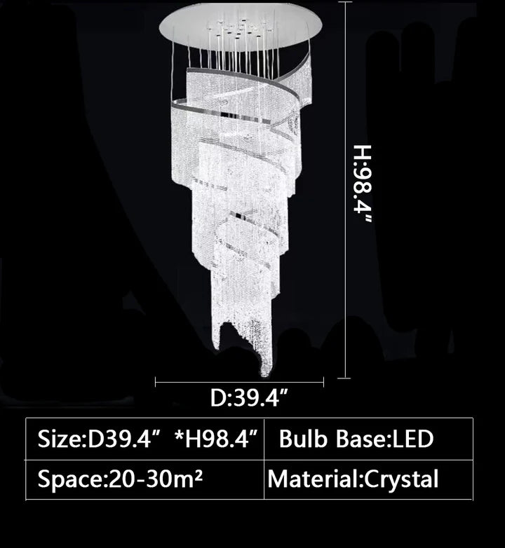 Rylight Cascade Spiral Tassel Crystal Chandelier