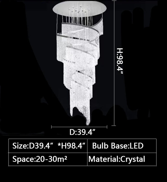 Rylight Cascade Spiral Tassel Crystal Chandelier