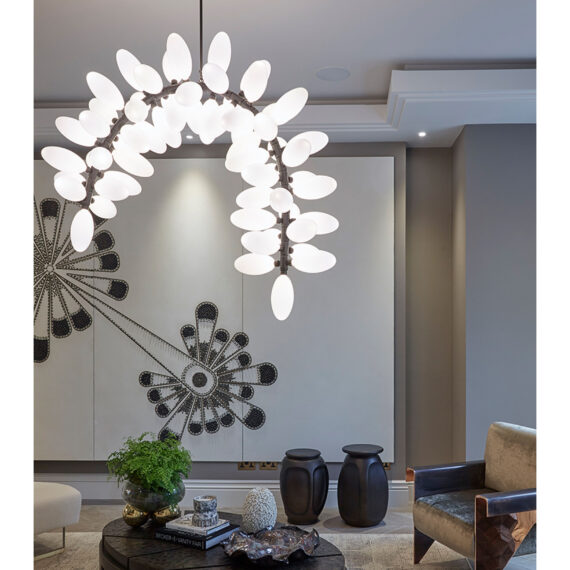 Rylight Nordic 44-Bulb Grape Glass Arching Chandelier