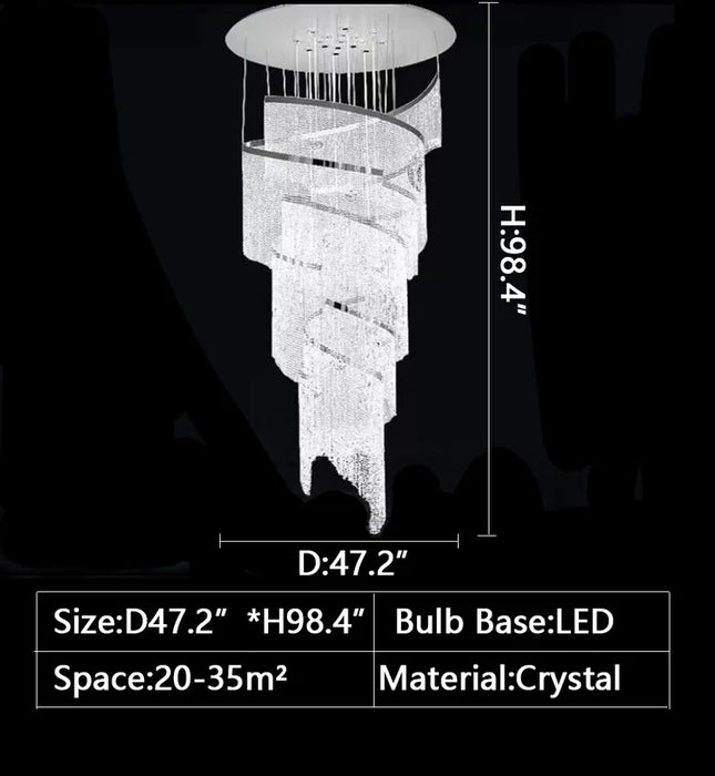 Rylight Cascade Spiral Tassel Crystal Chandelier