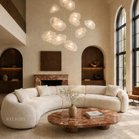 Modern Luxury Beige Bouclé Curved Sectional Sofa