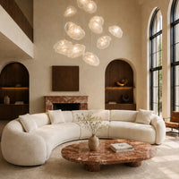 Modern Luxury Beige Bouclé Curved Sectional Sofa