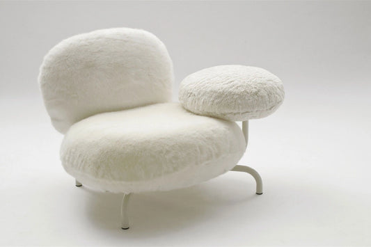 Rylight Pink/White/Black Fuzzy Cloud Sofa