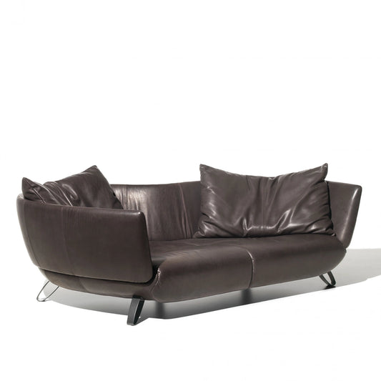 Rylight irregular Sofa in Espresso/Black/Leather Upholstery
