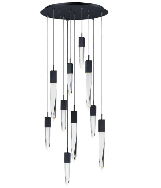 Rylight moderne en luxe ronde/rechthoekige plafondhanglamp in zwarte afwerking