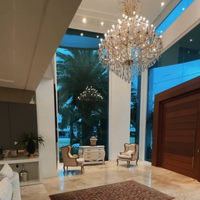 ثريا كريستالية ذات 4 طبقات من رايلايت ذات طبقات قابلة للتعتيم باللون الذهبي/الفضي