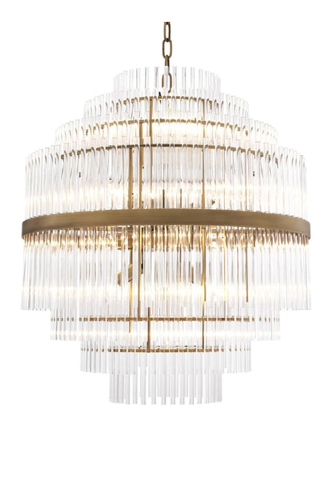 Rylight 13-Light Dimmable Crystal Chandelier in Brass Finish Color