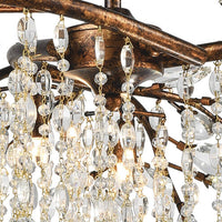 Rylight 6/18-Light Bronze/Black Branch Chandelier With Crystal Drops