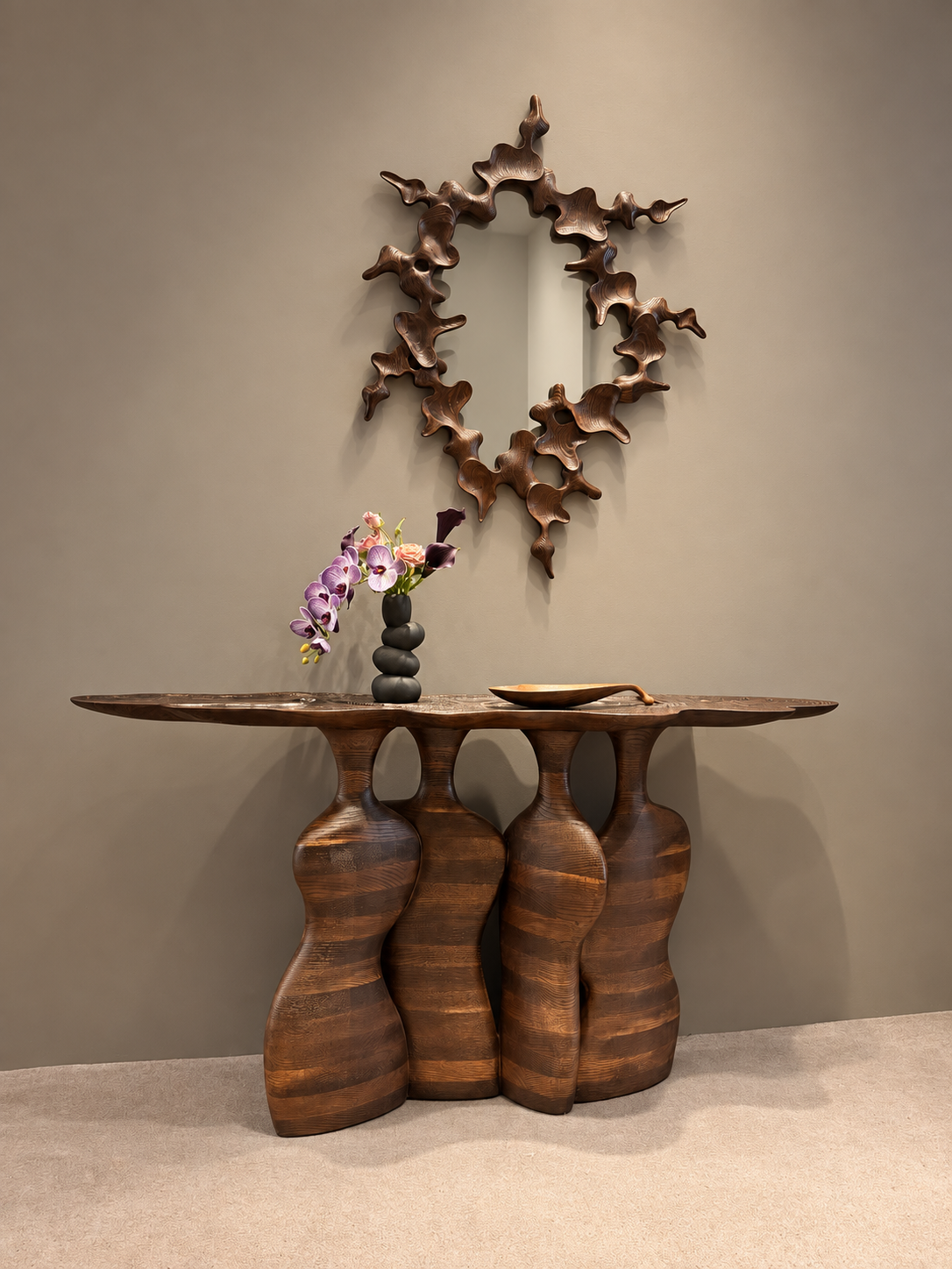Aurelia Sculptural Oak Mirror