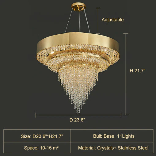 Rylight 11/15/20-ثريا كريستالية مستديرة خفيفة