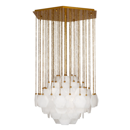 Rylight zeshoekige glazen kroonluchter met messing afwerking