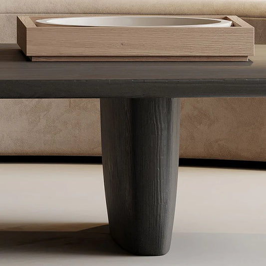 طاولة قهوة حديثة بيضاوية باللون الأسود/البني من الخشب