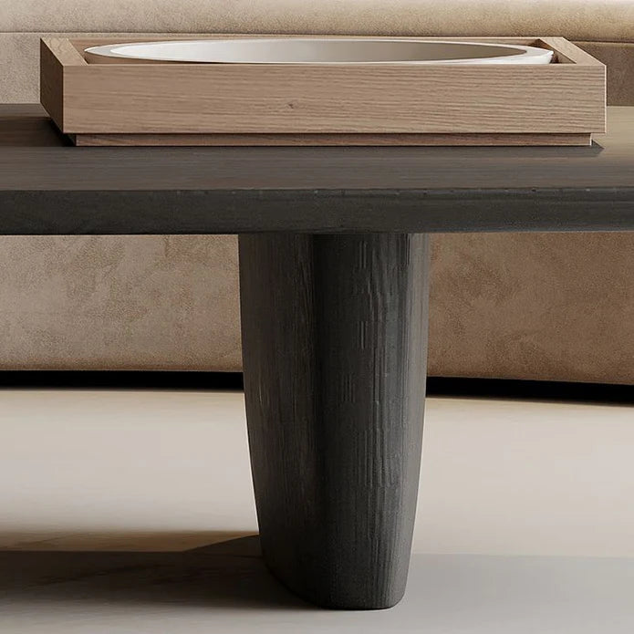 طاولة قهوة حديثة بيضاوية باللون الأسود/البني من الخشب