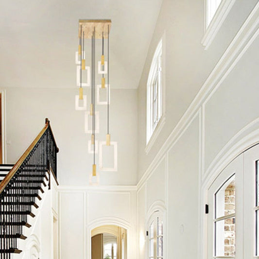 Rylight Modern Minimalist Rectangular LED Pendant with White Oak Finish