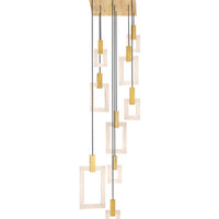 Rylight Modern Minimalist Rectangular LED Pendant with White Oak Finish