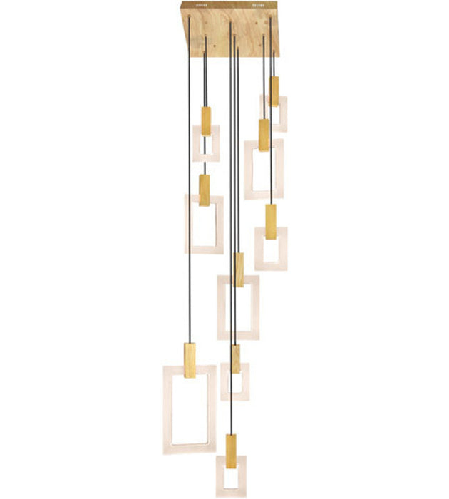 Rylight Modern Minimalist Rectangular LED Pendant with White Oak Finish