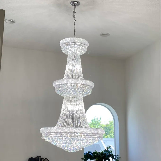 Rylight 3-Tier Empire Gold/Chrome Crystal Chandelier