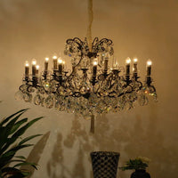Rylight 12/18-Light Candle Crystal Chandelier in Black Finish