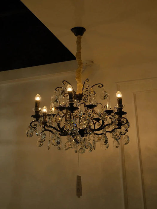Rylight 12/18-Light Candle Crystal Chandelier in Black Finish