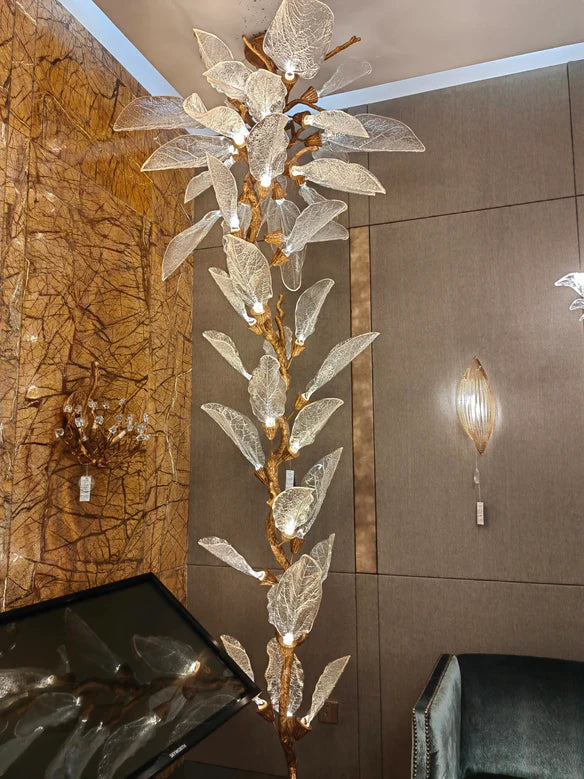 Rylight Flush Mount/Round/Linear Bionic Resin Leaves Chandelier